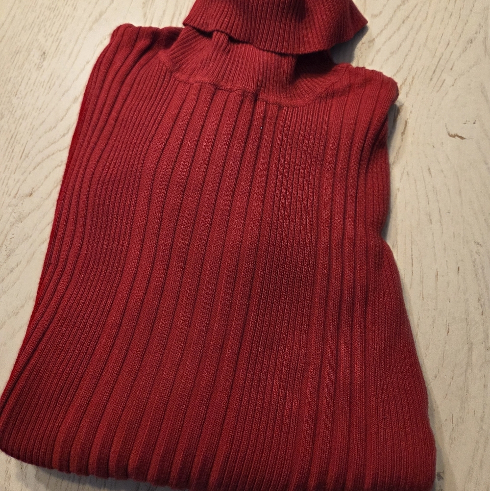 Red Ribbed Turtleneck United States Sweaters Very Good Large